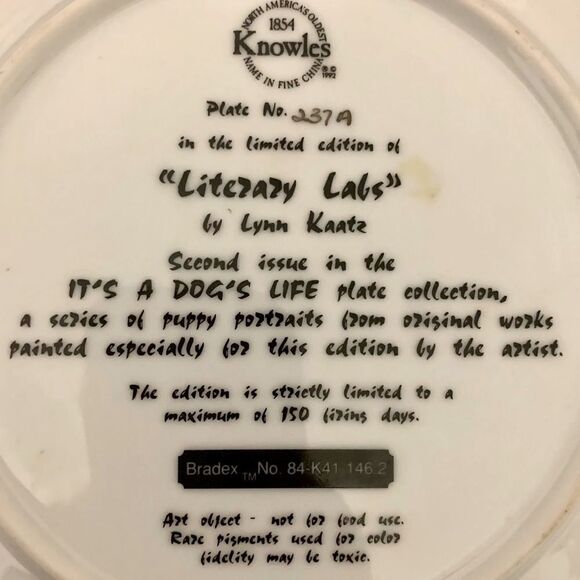 Knowles Collector Plate – “It’s a Dog’s Life” Black Labrador Retrievers – 8.25” - Picture 2 of 2